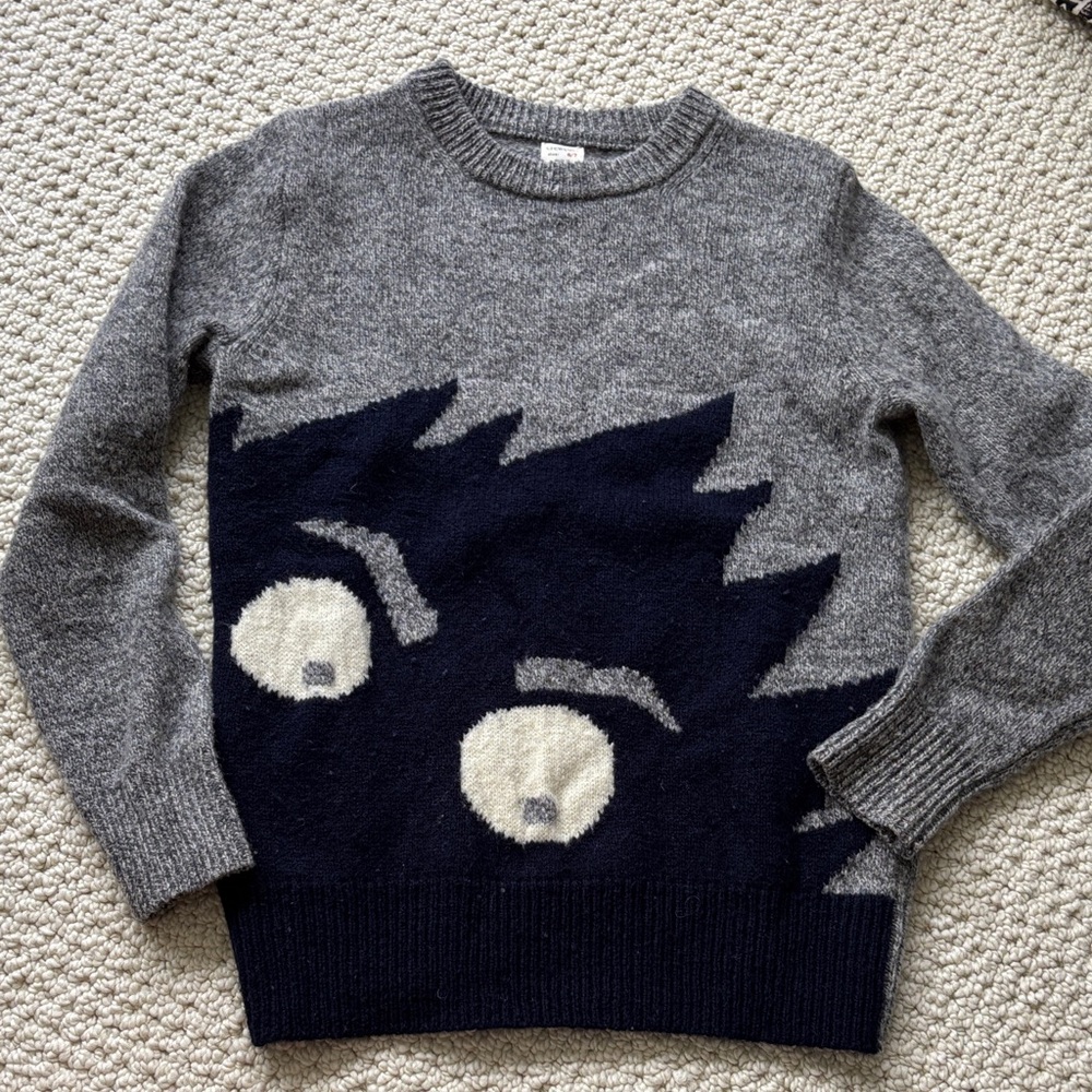 Crewcuts 100% wool monster sweater. Adorable!! Gray and Navy, size 6/7